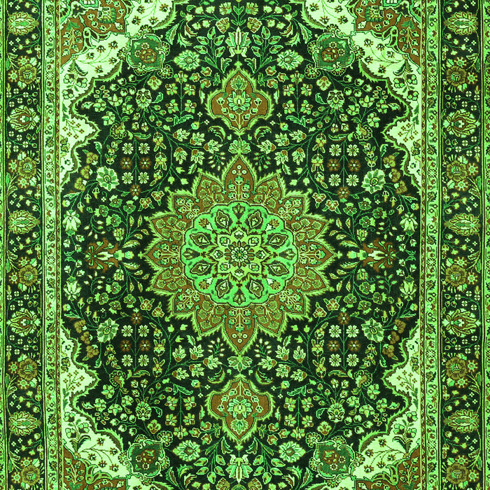 Serging Thickness of Machine Washable Medallion Green Traditional Area Rugs, wshtr3678grn