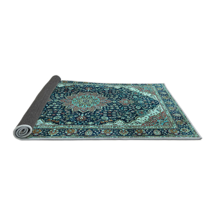Sideview of Medallion Light Blue Traditional Rug, tr3678lblu