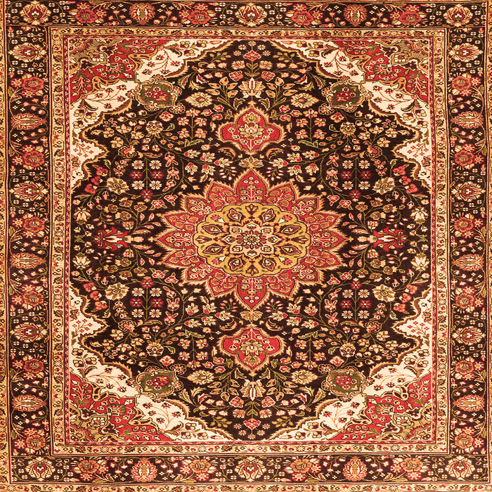 Serging Thickness of Medallion Orange Traditional Rug, tr3678org
