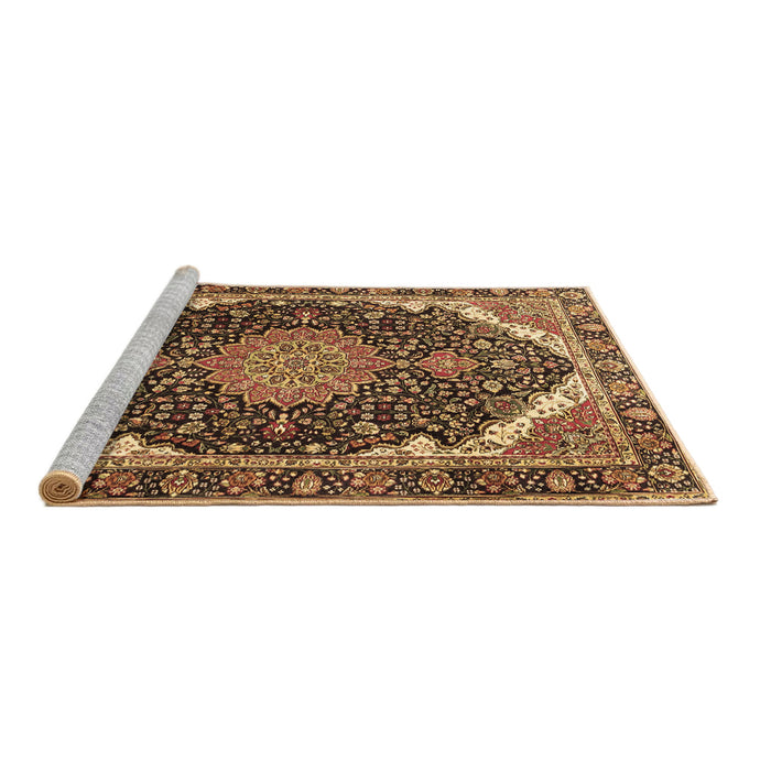 Sideview of Machine Washable Medallion Brown Traditional Rug, wshtr3678brn