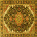 Square Machine Washable Medallion Yellow Traditional Rug, wshtr3678yw