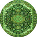 Square Medallion Green Traditional Rug, tr3678grn