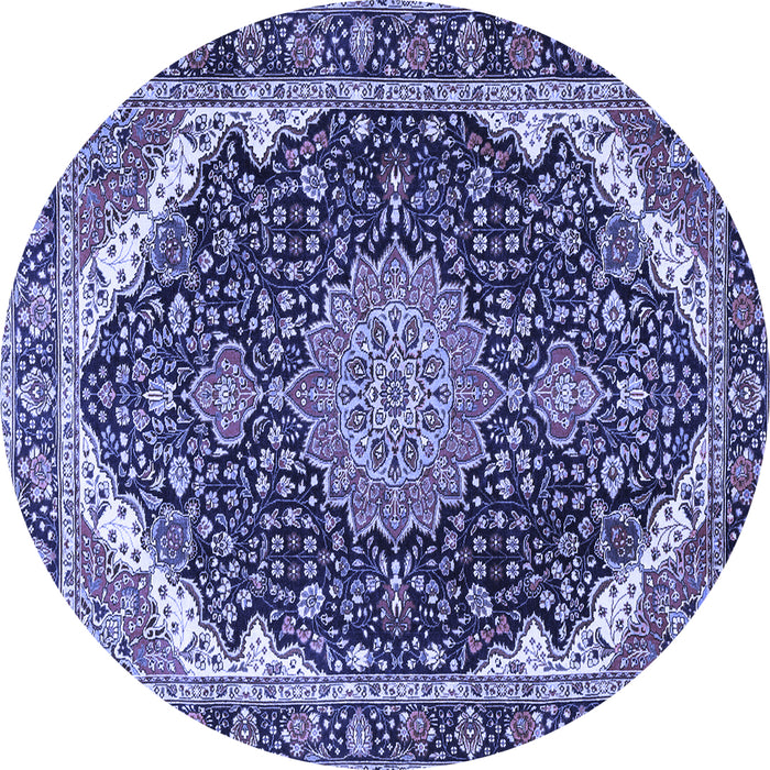 Round Medallion Blue Traditional Rug, tr3678blu