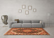 Machine Washable Medallion Orange Traditional Area Rugs in a Living Room, wshtr3678org