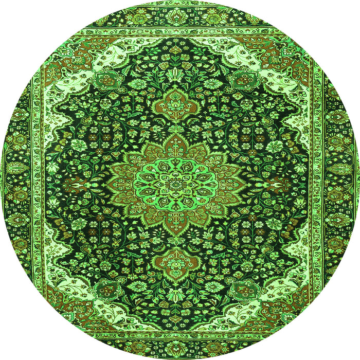 Machine Washable Medallion Green Traditional Area Rugs, wshtr3678grn