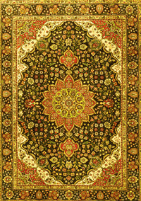 Medallion Yellow Traditional Rug, tr3678yw