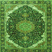 Round Machine Washable Medallion Green Traditional Area Rugs, wshtr3678grn