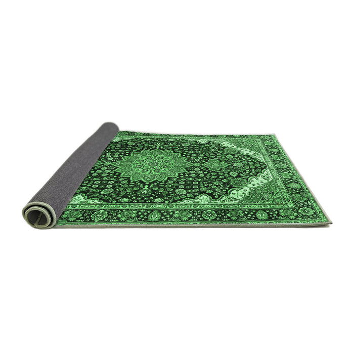 Sideview of Medallion Emerald Green Traditional Rug, tr3678emgrn