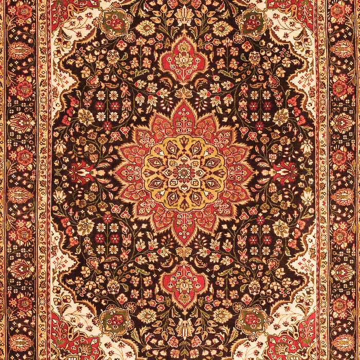 Serging Thickness of Machine Washable Medallion Orange Traditional Area Rugs, wshtr3678org