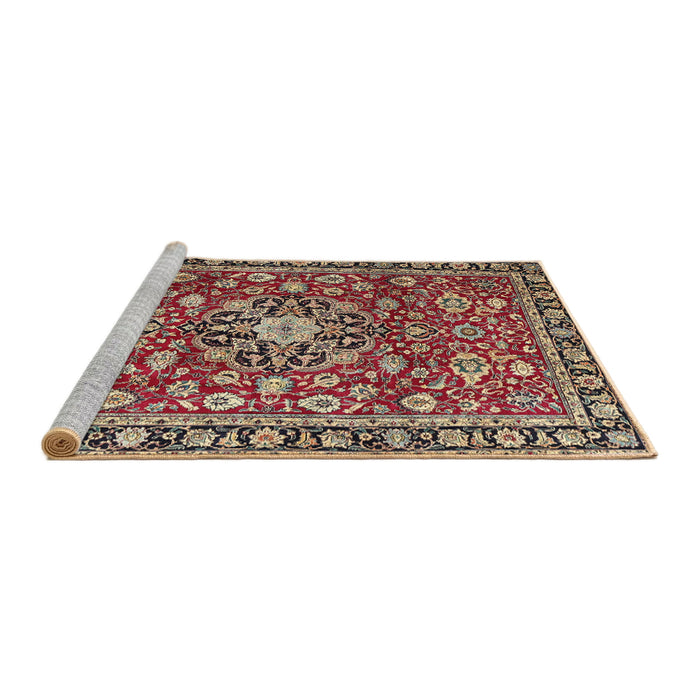 Sideview of Machine Washable Traditional Saffron Red Rug, wshtr3679