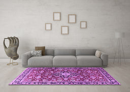 Machine Washable Persian Purple Traditional Area Rugs in a Living Room, wshtr3679pur