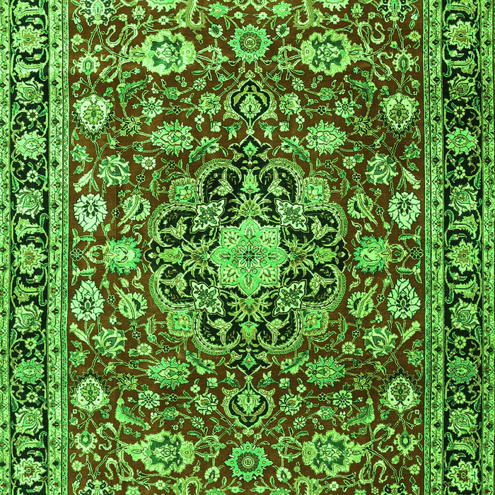 Serging Thickness of Machine Washable Persian Green Traditional Area Rugs, wshtr3679grn