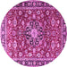 Round Machine Washable Persian Pink Traditional Rug, wshtr3679pnk