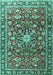 Machine Washable Persian Turquoise Traditional Area Rugs, wshtr3679turq
