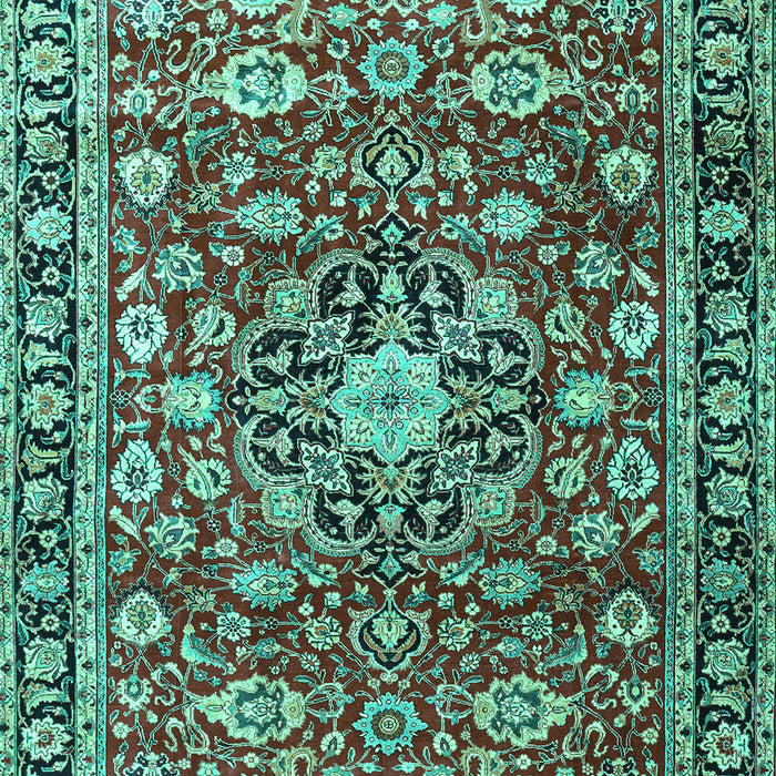 Machine Washable Persian Turquoise Traditional Area Rugs, wshtr3679turq