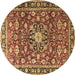 Round Persian Brown Traditional Rug, tr3679brn