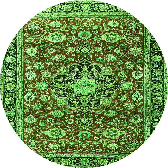 Square Persian Green Traditional Rug, tr3679grn