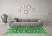 Machine Washable Persian Emerald Green Traditional Area Rugs in a Living Room,, wshtr3679emgrn