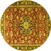 Round Machine Washable Persian Yellow Traditional Rug, wshtr3679yw