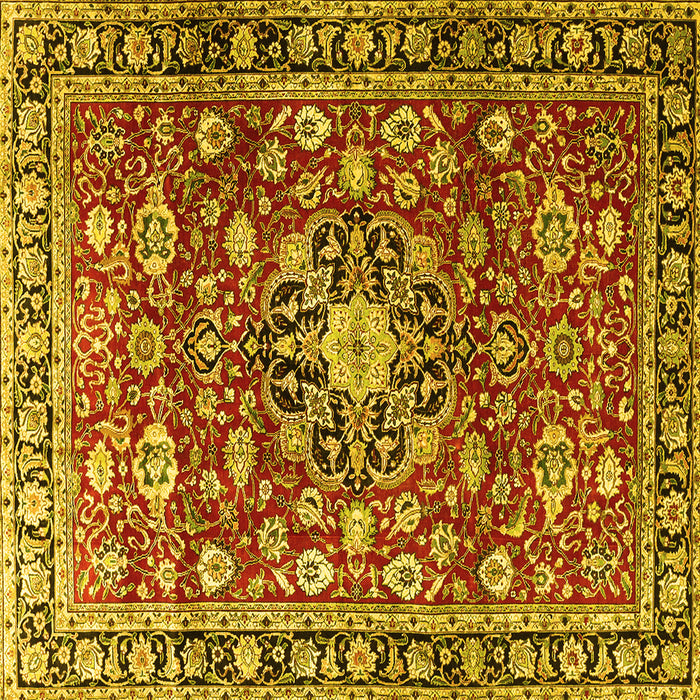 Square Machine Washable Persian Yellow Traditional Rug, wshtr3679yw
