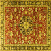 Square Machine Washable Persian Yellow Traditional Rug, wshtr3679yw