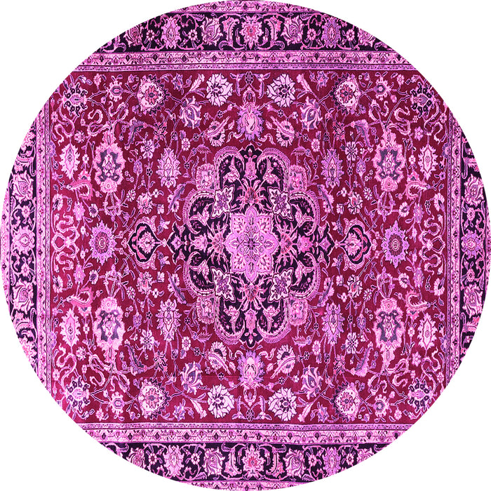 Round Persian Pink Traditional Rug, tr3679pnk