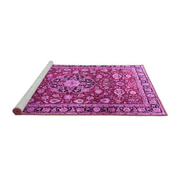Sideview of Machine Washable Persian Pink Traditional Rug, wshtr3679pnk