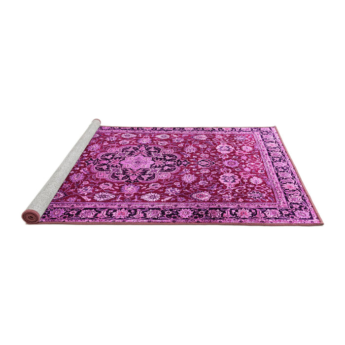 Sideview of Machine Washable Persian Pink Traditional Rug, wshtr3679pnk