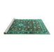 Sideview of Machine Washable Persian Turquoise Traditional Area Rugs, wshtr3679turq