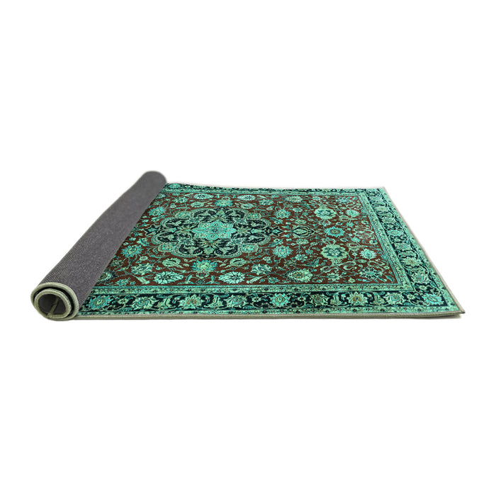 Sideview of Persian Turquoise Traditional Rug, tr3679turq