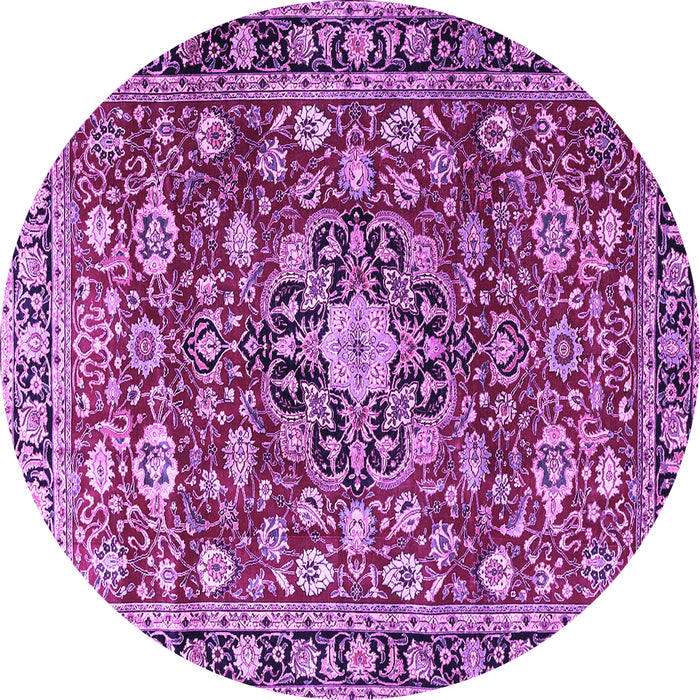 Round Machine Washable Persian Purple Traditional Area Rugs, wshtr3679pur
