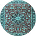 Round Persian Light Blue Traditional Rug, tr3679lblu