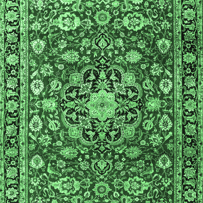 Machine Washable Persian Emerald Green Traditional Area Rugs, wshtr3679emgrn