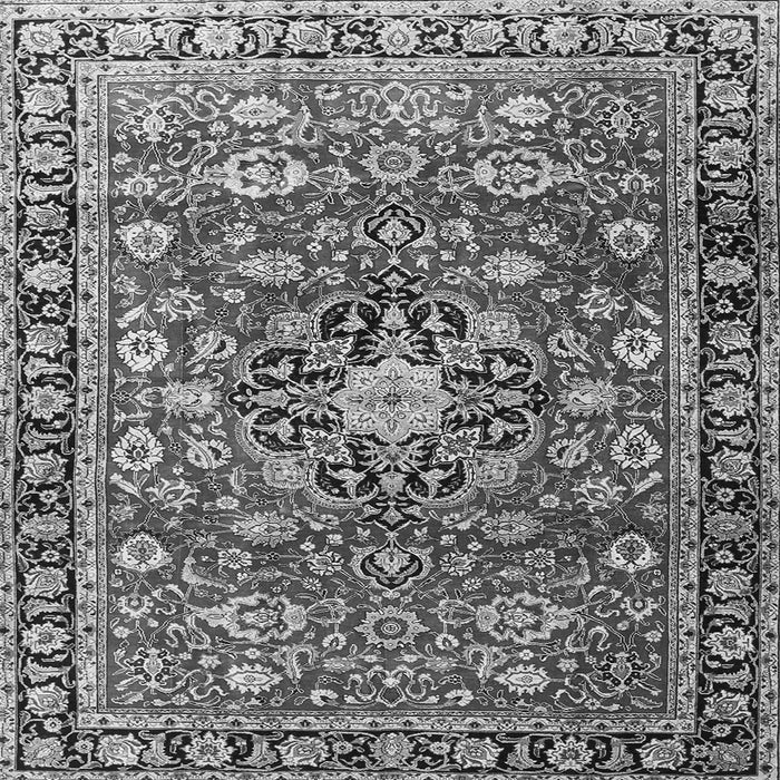 Round Machine Washable Persian Gray Traditional Rug, wshtr3679gry