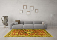 Machine Washable Persian Yellow Traditional Rug, wshtr3679yw