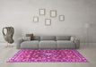 Machine Washable Persian Pink Traditional Rug in a Living Room, wshtr3679pnk