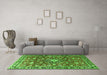 Machine Washable Persian Green Traditional Area Rugs in a Living Room,, wshtr3679grn