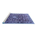 Sideview of Machine Washable Persian Blue Traditional Rug, wshtr3679blu