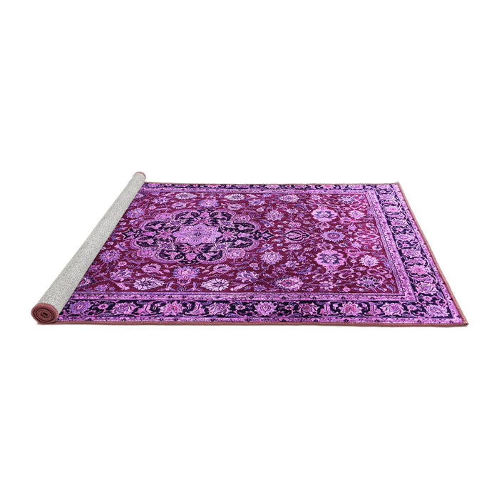 Sideview of Machine Washable Persian Purple Traditional Area Rugs, wshtr3679pur