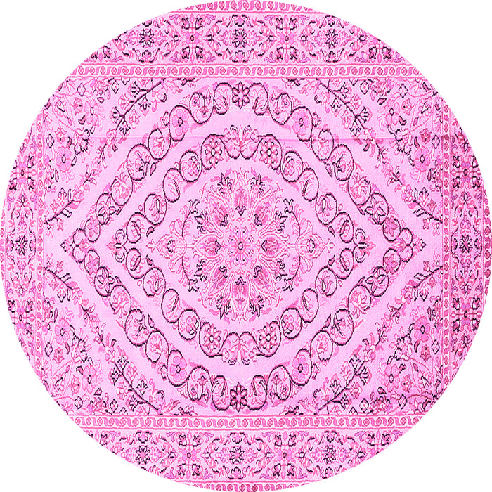 Round Medallion Pink Traditional Rug, tr367pnk