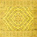 Square Medallion Yellow Traditional Rug, tr367yw