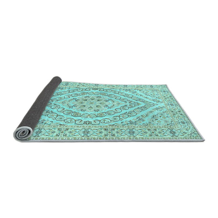 Sideview of Medallion Light Blue Traditional Rug, tr367lblu