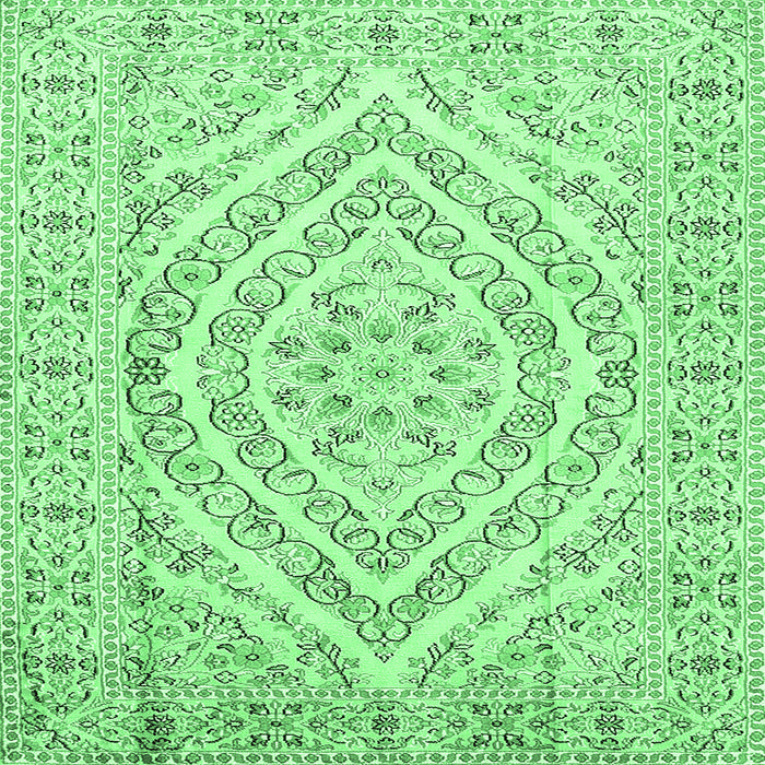 Square Machine Washable Medallion Emerald Green Traditional Area Rugs, wshtr367emgrn