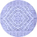 Round Medallion Blue Traditional Rug, tr367blu