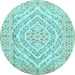 Round Medallion Light Blue Traditional Rug, tr367lblu