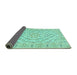 Sideview of Medallion Turquoise Traditional Rug, tr367turq