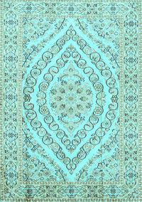 Medallion Light Blue Traditional Rug, tr367lblu