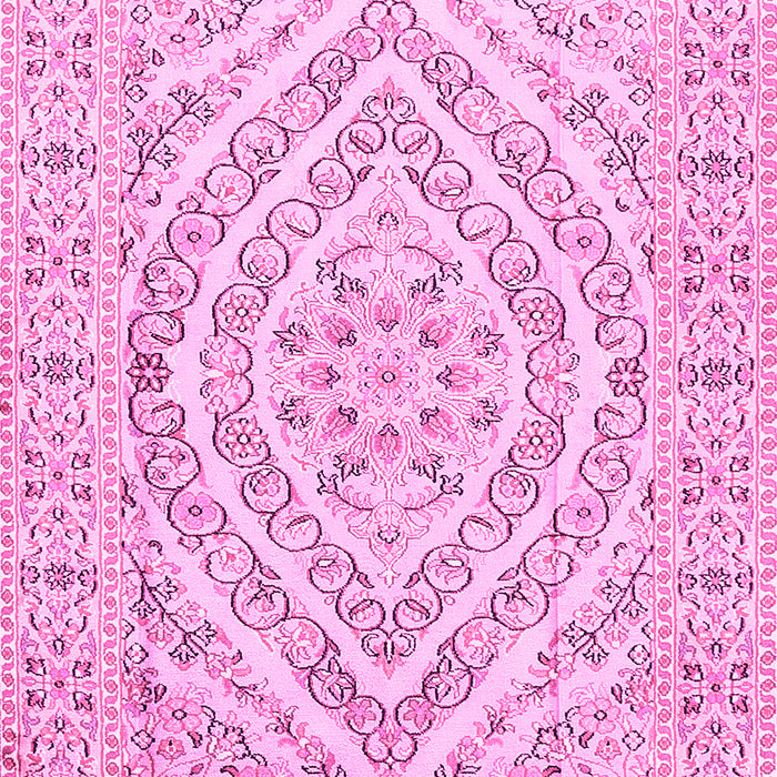 Machine Washable Medallion Pink Traditional Rug, wshtr367pnk
