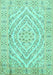 Machine Washable Medallion Turquoise Traditional Area Rugs, wshtr367turq