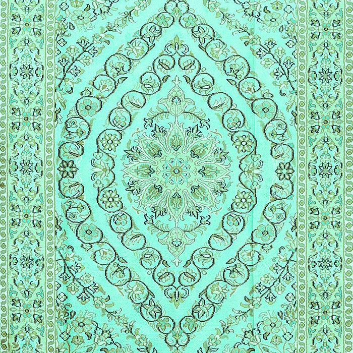Machine Washable Medallion Turquoise Traditional Area Rugs, wshtr367turq